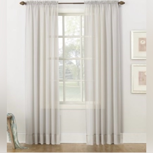 No 918 Other - No. 918 Emily Voile Sheer Rod Pocket Curtain Panel; 2 Single Panel 59x63 Silver